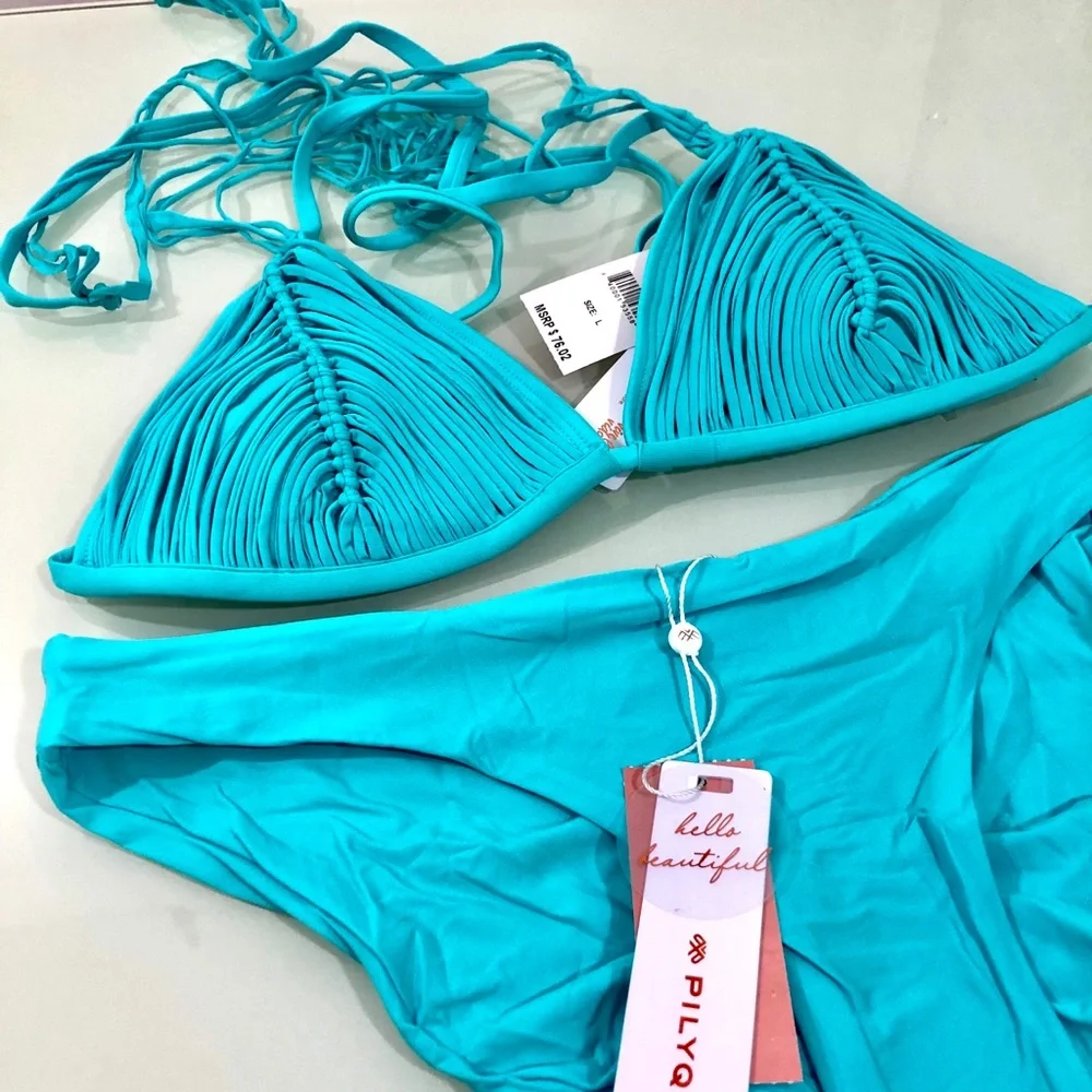 NWT- PQ SWIMIsla Tri-Basic Ruched Set - Picture 9 of 11